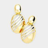 Everyday Round Stripe Cut Out Drop - Clip On Earrings