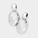 Everyday Round Stripe Cut Out Drop - Clip On Earrings