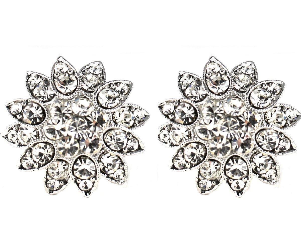 Clip On Large Renaissance Flower Stud Earrings